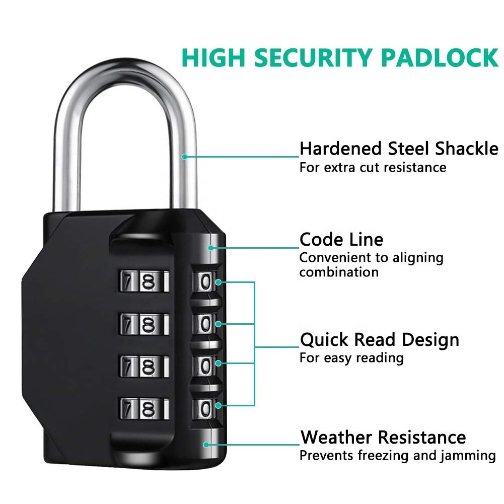 Digital  Combination Lock 4 Digit Security locks combination Padlock Lock for  Fence, Toolbox,Sports Locker,