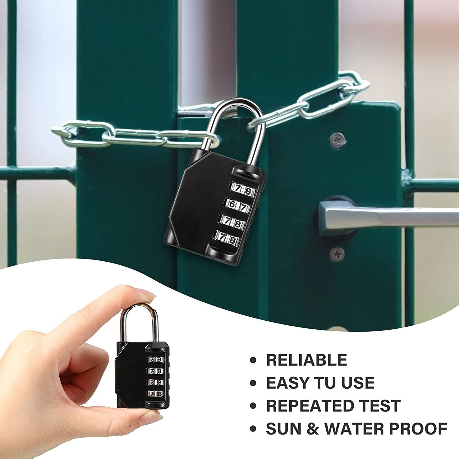 Digital  Combination Lock 4 Digit Security locks combination Padlock Lock for  Fence, Toolbox,Sports Locker,