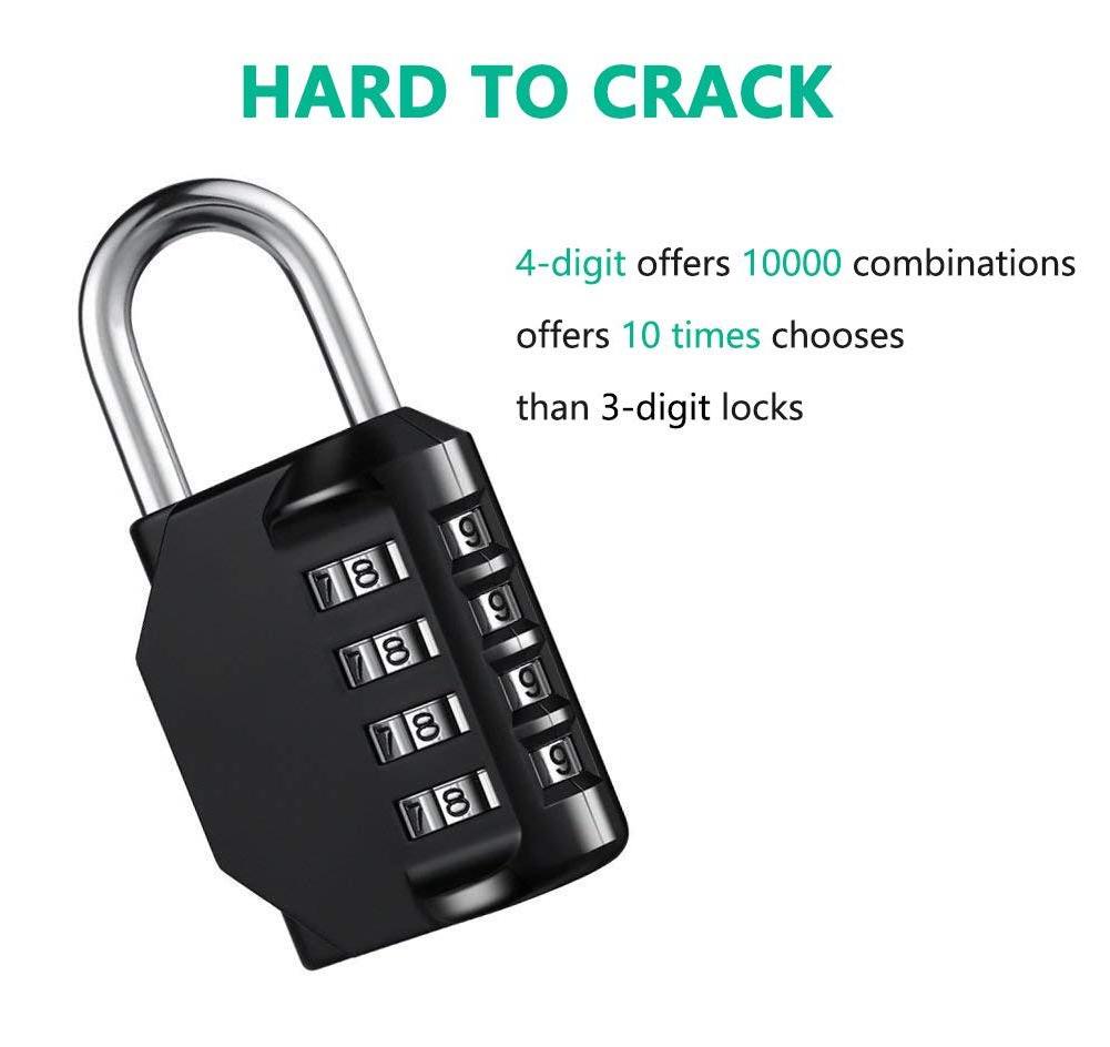 Digital Combination  Lock Security Locks  Waterproof and Heavy Duty  Combination Padlocks for School Locker lock (black)