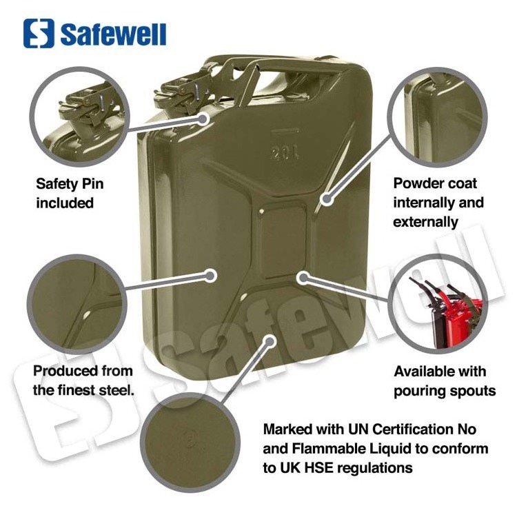 SWJC-03 UN red green black 5/10/15/20 liters 5 gallon Diesel steel metal fuel petrol wholesales jerry can without spout