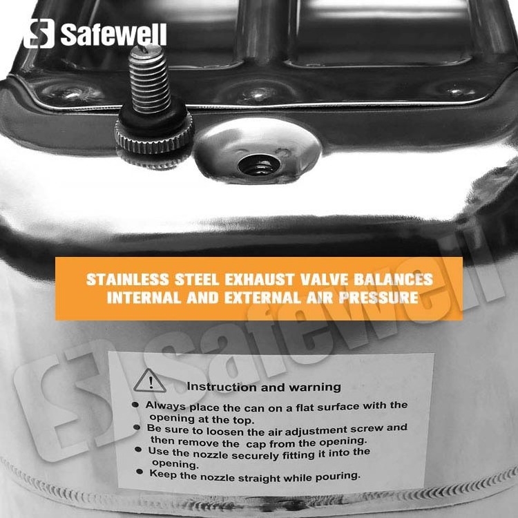 SWJC-23 5 Gallon Stainless Fuel Container 20L Stainless Steel Jerry Can With Spout