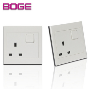 BOGE Manufacturer Home White 13A BS 3 Pin 1 Gang 1 Way UK Wall Switch Socket