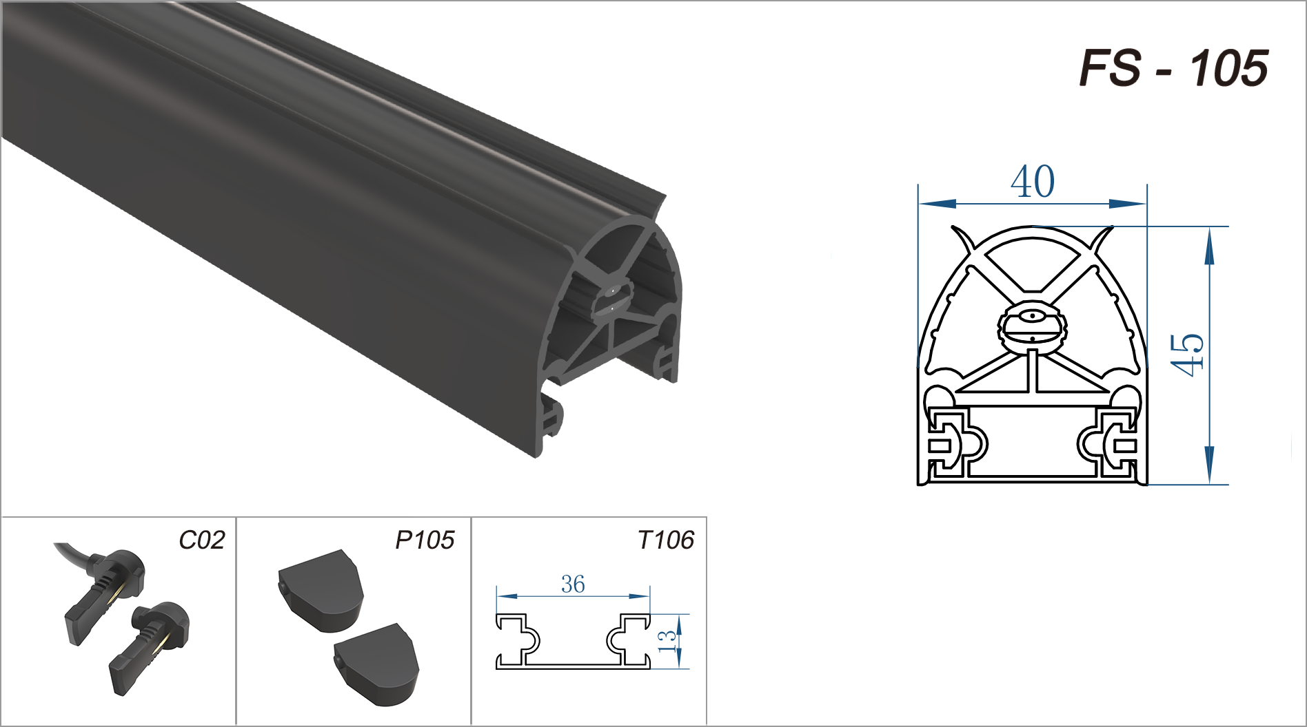 FS-105 Rubber safety edge sensor for Electric Aluminum Rolling Shutter Door Anti-clip sensing strip