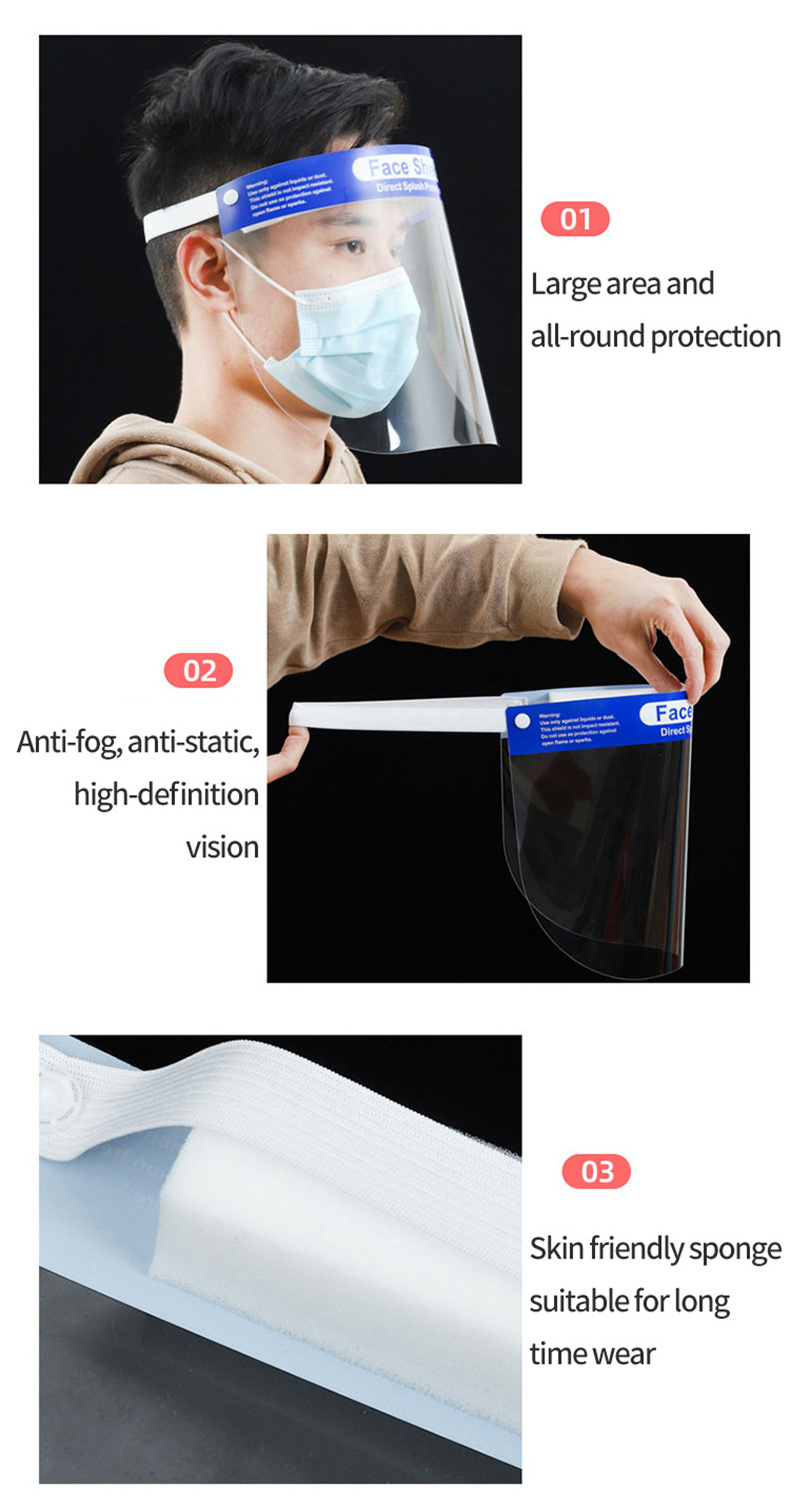 DAIERTA Wholesale Quality Framed Face Shield Dental Plastic Face Shield Disposable Eye Protection Face Shield