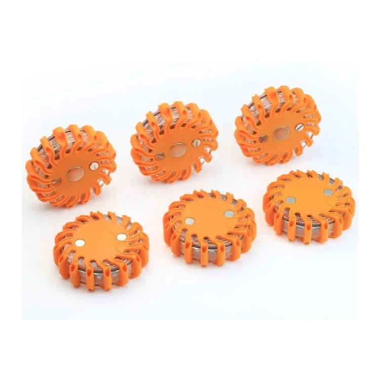 6 Pack Disc Rechargeable Emergency Safety Flare Waterproof Flashing LED Road Flares