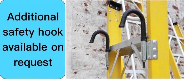 Manufacturer insulated electrician ladder fiberglass frame Construction Aluminum Straight  Armrests Step Ladder with Armrests