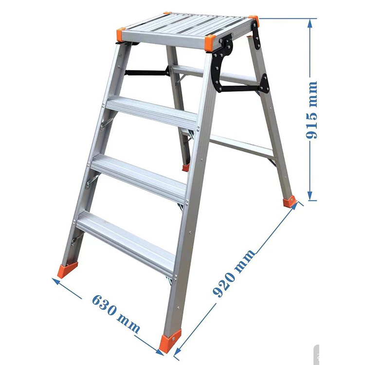 Factory Hot Sale Model Multipurpose Aluminium Work Platform Widen Platform Safe Warehouse Aluminium Ladder