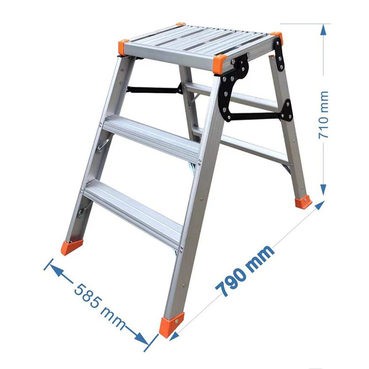 Factory Hot Sale Model Multipurpose Aluminium Work Platform Widen Platform Safe Warehouse Aluminium Ladder