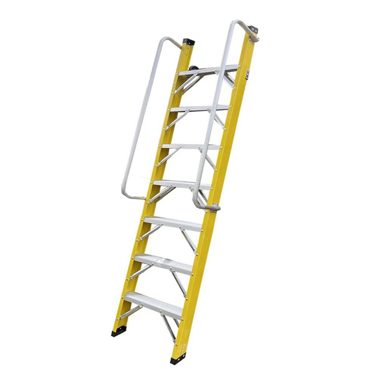 Manufacturer insulated electrician ladder fiberglass frame Construction Aluminum Straight  Armrests Step Ladder with Armrests