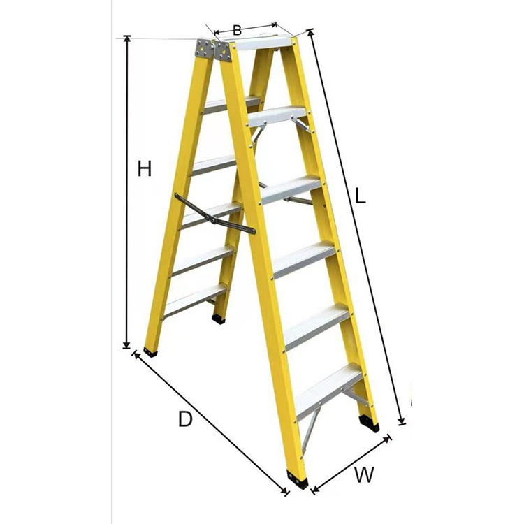 FRP Insulated Electrician Ladder Fiberglass Frame Double Side Ladder Folding Engineering