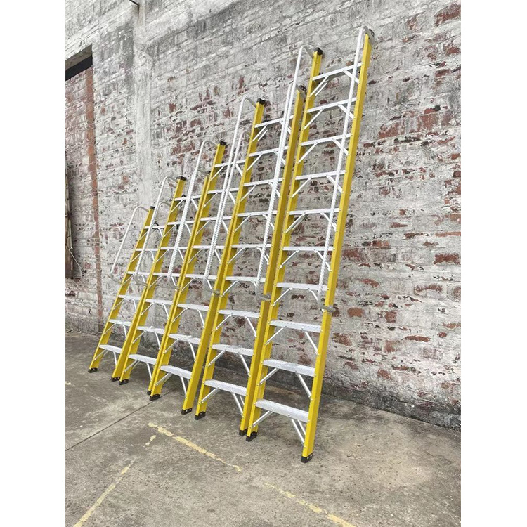 Manufacturer insulated electrician ladder fiberglass frame Construction Aluminum Straight  Armrests Step Ladder with Armrests