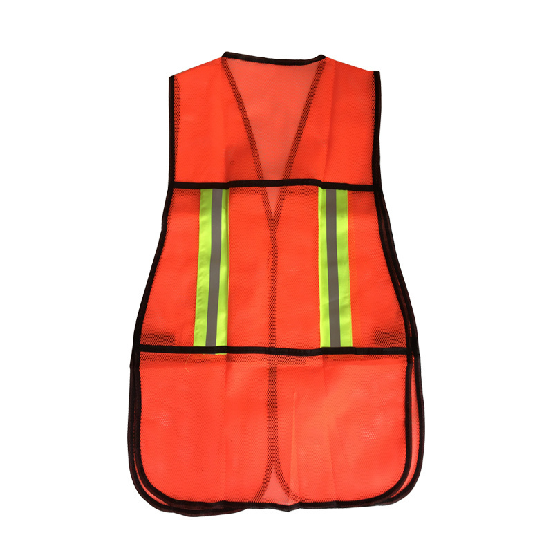 Neon Orange Industrial Safety Vest with Reflective Stripes