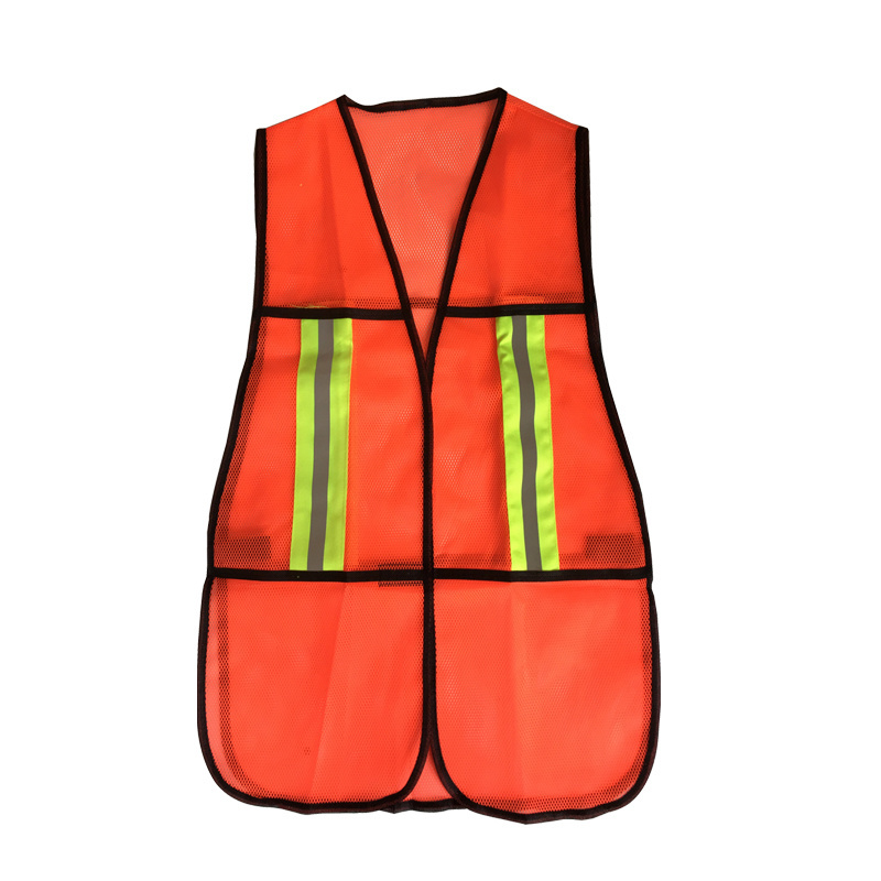 Neon Orange Industrial Safety Vest with Reflective Stripes