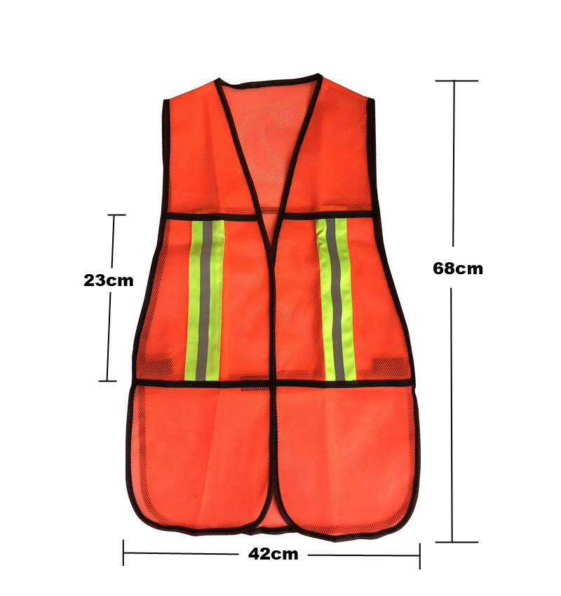 Neon Orange Industrial Safety Vest with Reflective Stripes