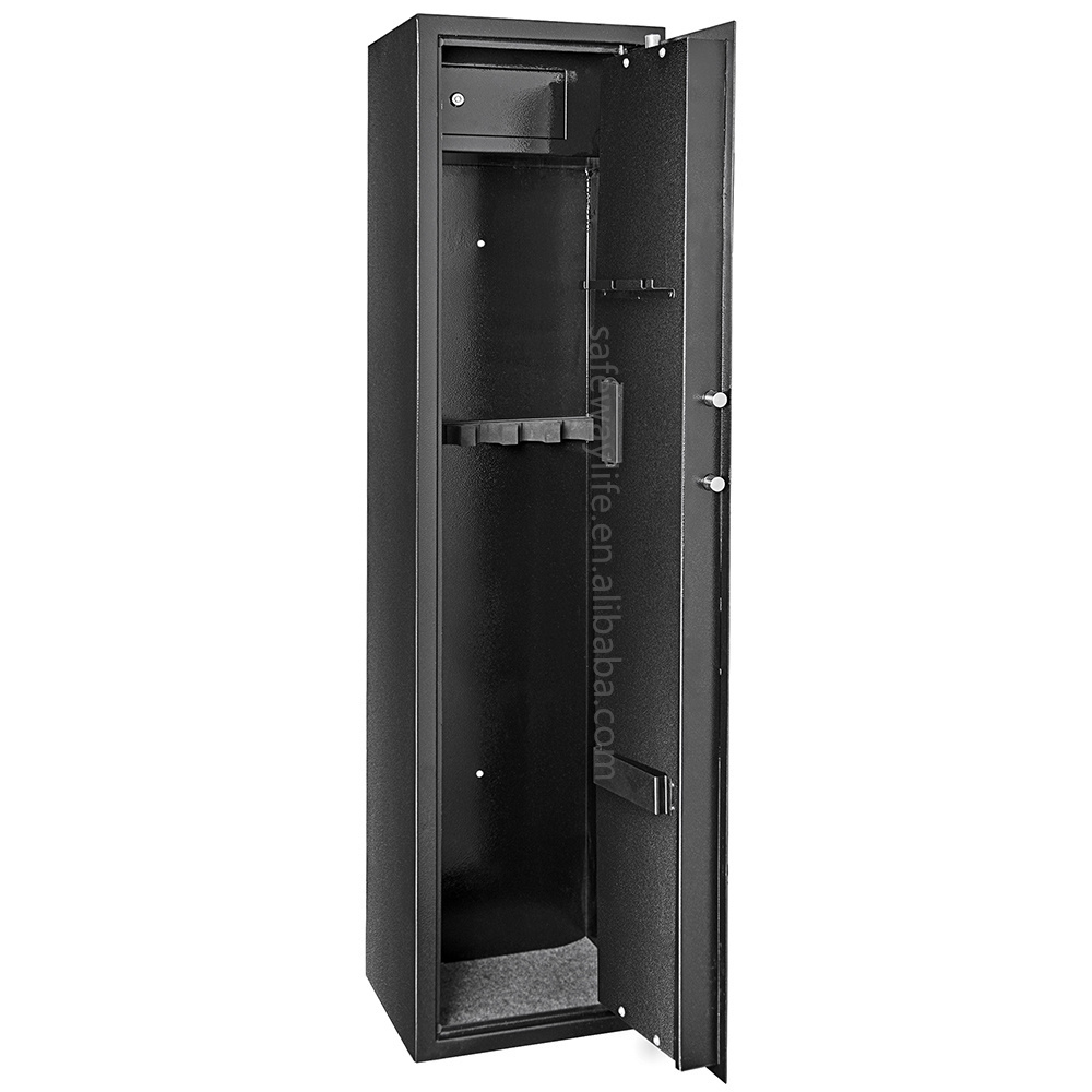 Steel safes large long 3-5 gun storage fingerprint gun safe with top ammo box