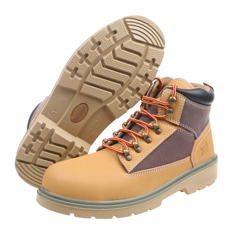 OEM Timland style nubuck steel toe good year welted work boots yellow S3 SR safety shoes