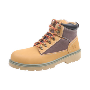 OEM Timland style nubuck steel toe good year welted work boots yellow S3 SR safety shoes