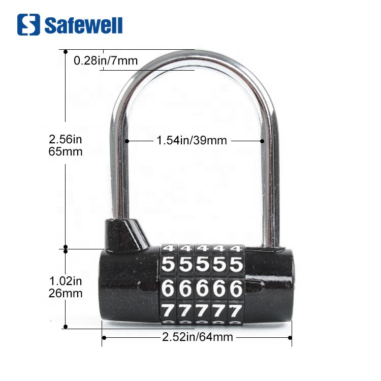 2.5 Inch Shackle 5 Digital Combination Lock Security Padlock Outdoor Waterproof Lock for Locker (Black)