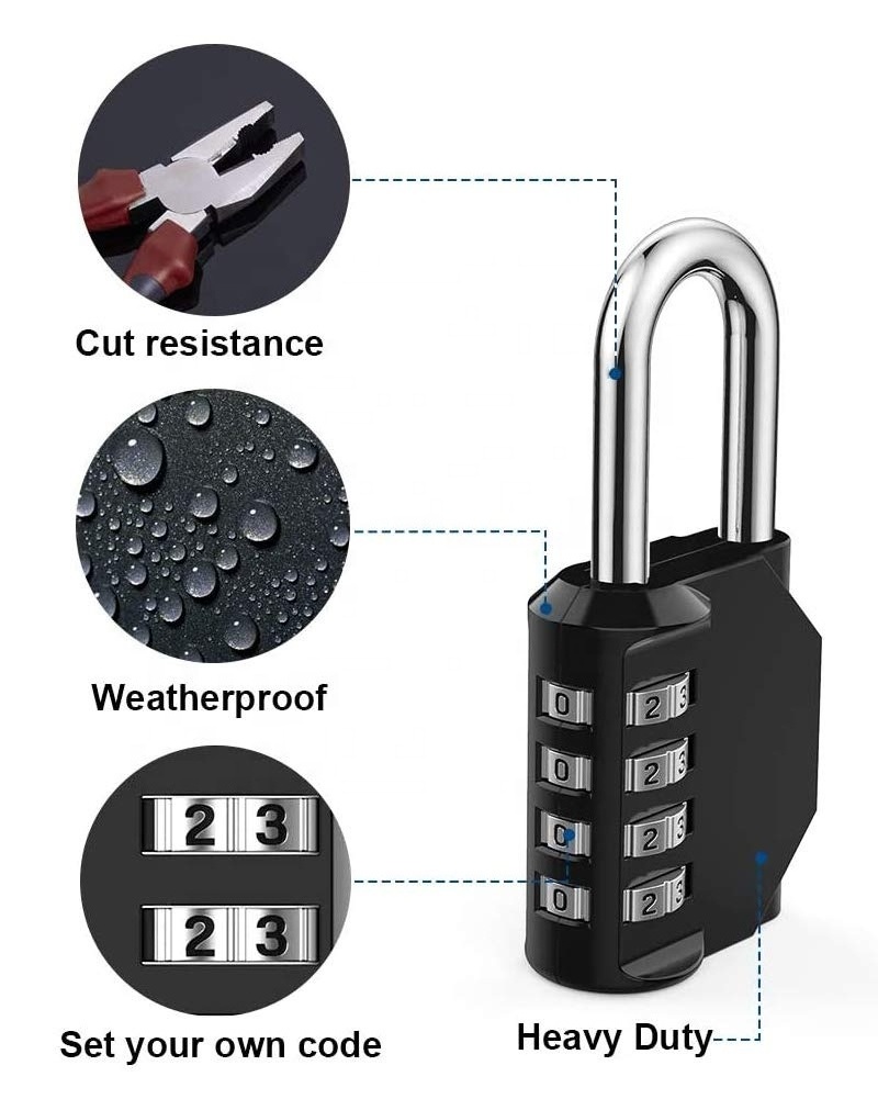 Candado Luggage  Padlock Combination  security Padlock  4 Digital Combination lock Locker Lock(Black,Red,Blue,Sliver)