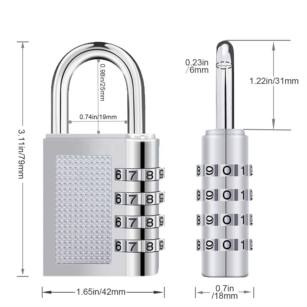 zinc-plated 4 Digital  Combination Lock Security Locks  for School Gym Sports Locker, Toolbox, Hasp Storage Combination padlock