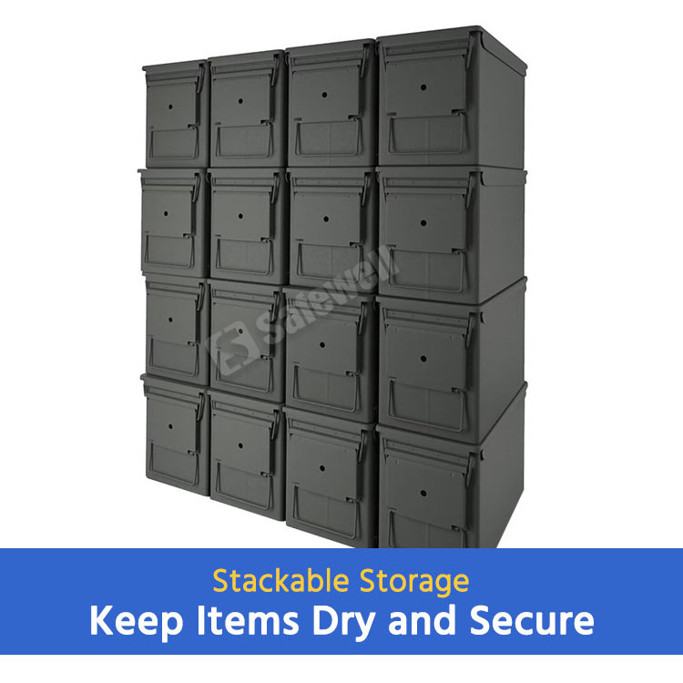 Safewell Cheap Price M2A1 Steel Waterproof Ammo Box 50 Caliber Matte Black Metal Ammo Can for Long Term Storage- In Stock