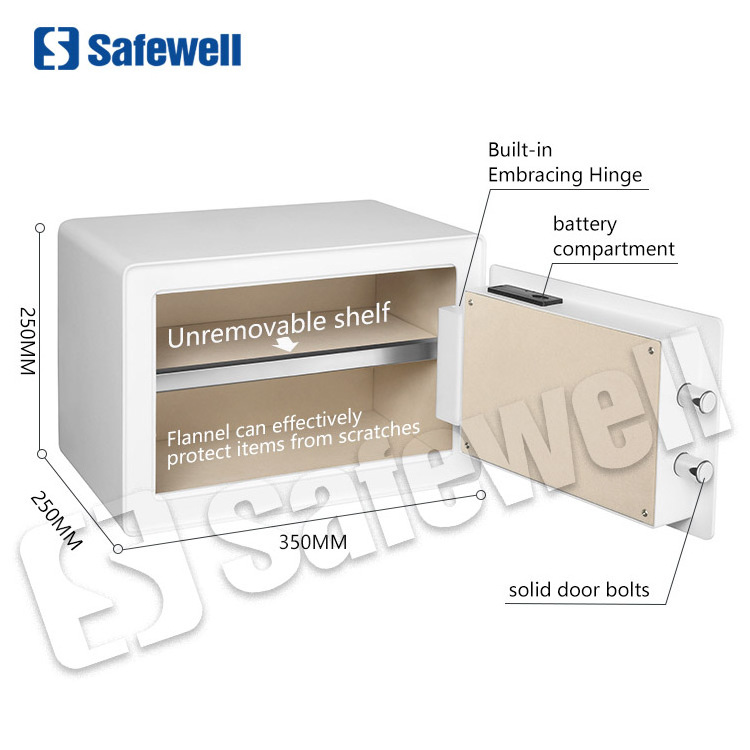 Safewell 2022 Latest High Quality Smart Biometric Digital Electronic Fingerprint Recognition Safes Box White