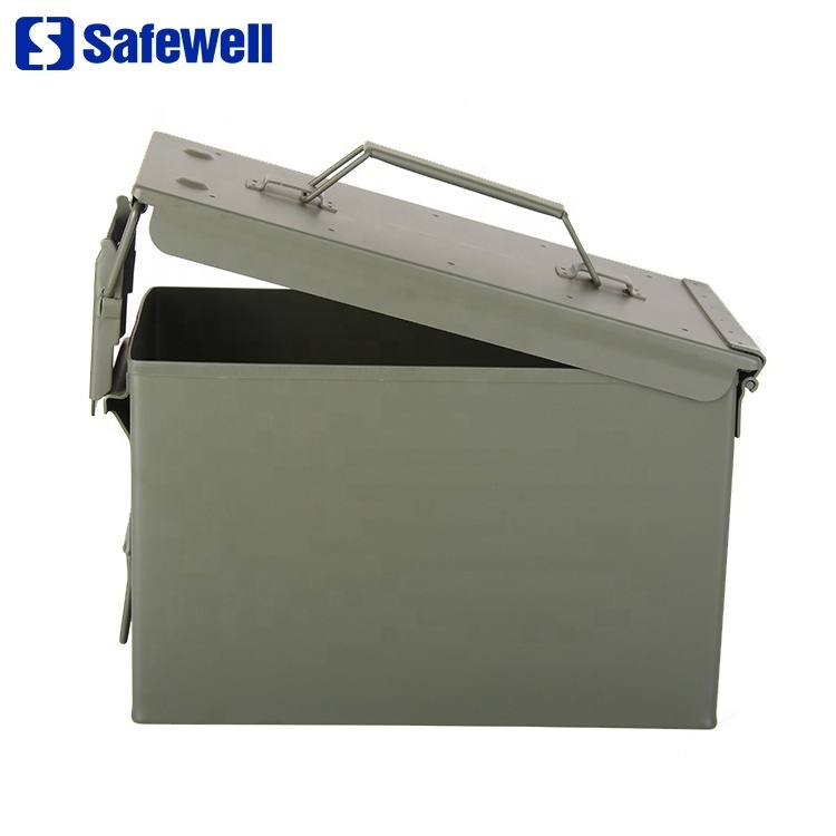 Safewell Green 50 Cal Metal Storage Tool Case M2A1 Ammo Can Steel Waterproof Ammo Box Support Customized  For Sales