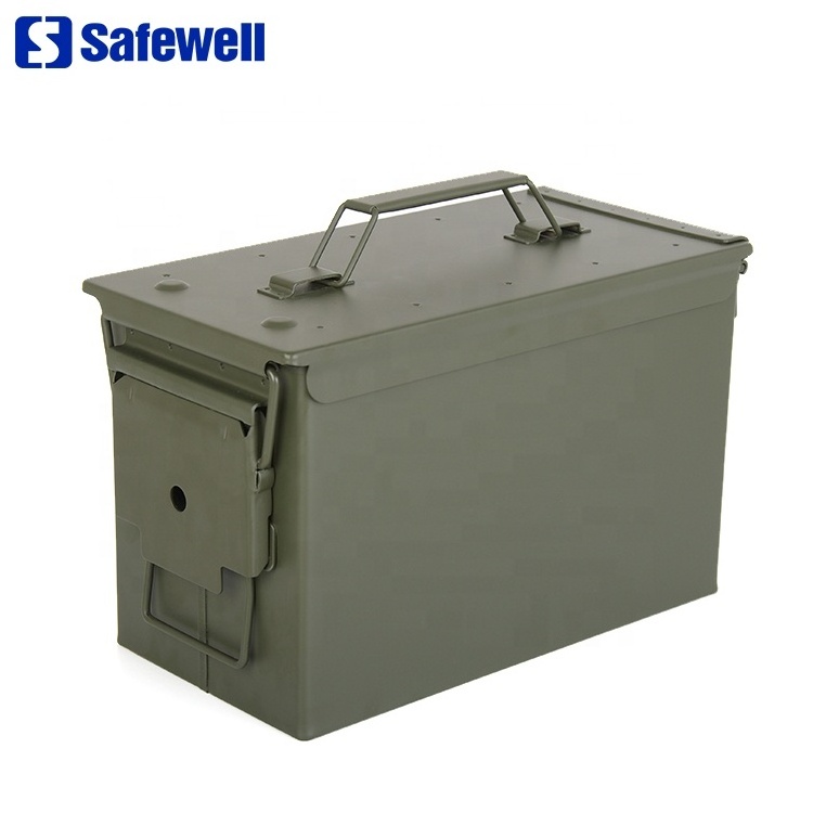 Safewell Green 50 Cal Metal Storage Tool Case M2A1 Ammo Can Steel Waterproof Ammo Box Support Customized  For Sales