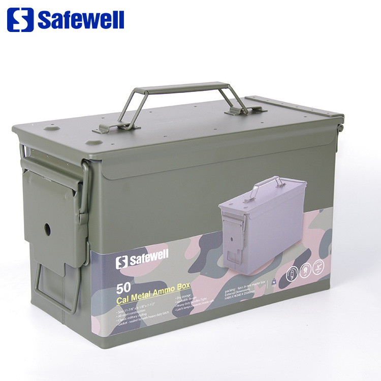 M2A1 Safewell 30 Can Ammo Cal Waterproof Fireproof Storage Boxes Metal 50 Ammo Can For Sales