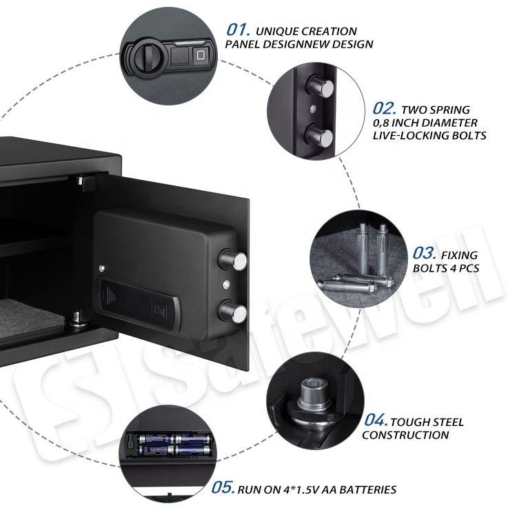 Biometric Fingerprint  Safe Box with Fingerprint Lock for Business or Home Key or finger Entry Digital Wall or Floor Mount