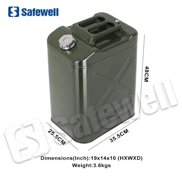 SWJC-12 american type camping food grade safety petrol water jerry can box stainless handles 35l diesel