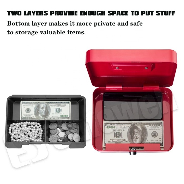 New Anti-theft Portable Cash Safe Box Money Saving Bank Box Metal Cash Box