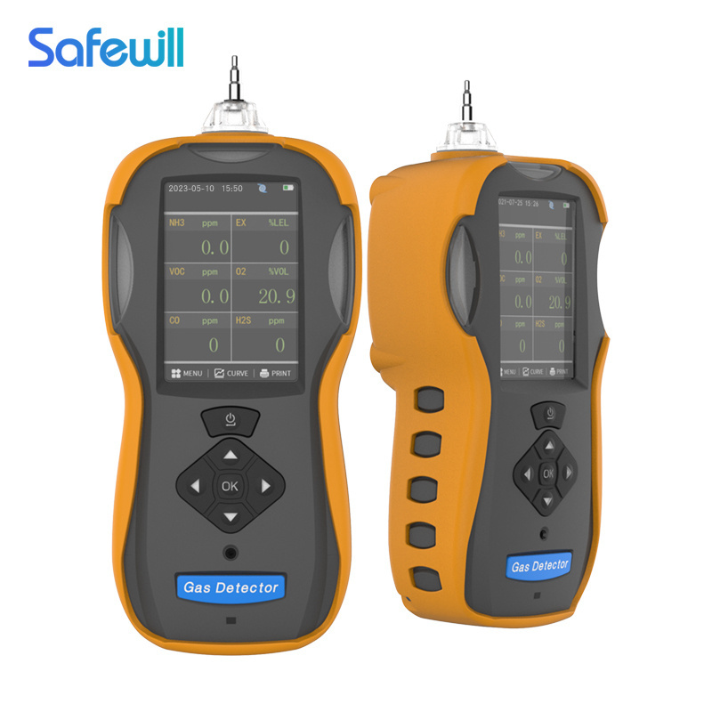 Safewill Support OEM/ODM Portable Multi Gas Detector 6-in-1 CO/CO2/O2/H2S/VOC/CH4 Ammonia Gas Detector for Poultry