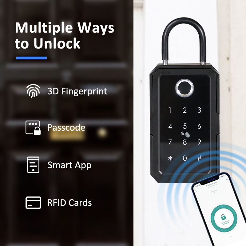 Waterproof Key Lock Smart Box Security Wall Mount Key Box Digital TTLock Tuya Fingerprint Code Key Storage Lock Box