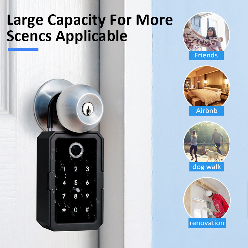 Waterproof Key Lock Smart Box Security Wall Mount Key Box Digital TTLock Tuya Fingerprint Code Key Storage Lock Box