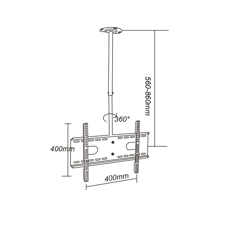 360 degree rotation Adjustable Height Ceiling TV Mounted