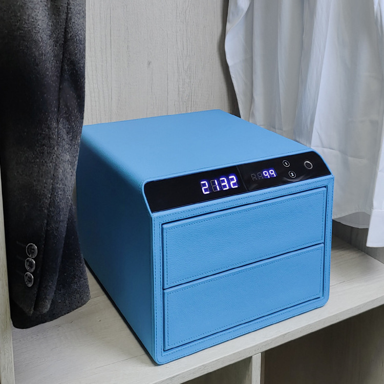 Smart Leather Safe Household Fingerprint Digital Home Use Biometric Jewelry Security Drawer Safe with fingerprint lock