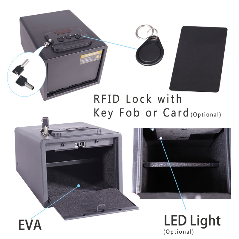 Quick Access Electronic Security Gun Small Safety Box Digital Keypad RFID Card Portable Storage Box Car Safe