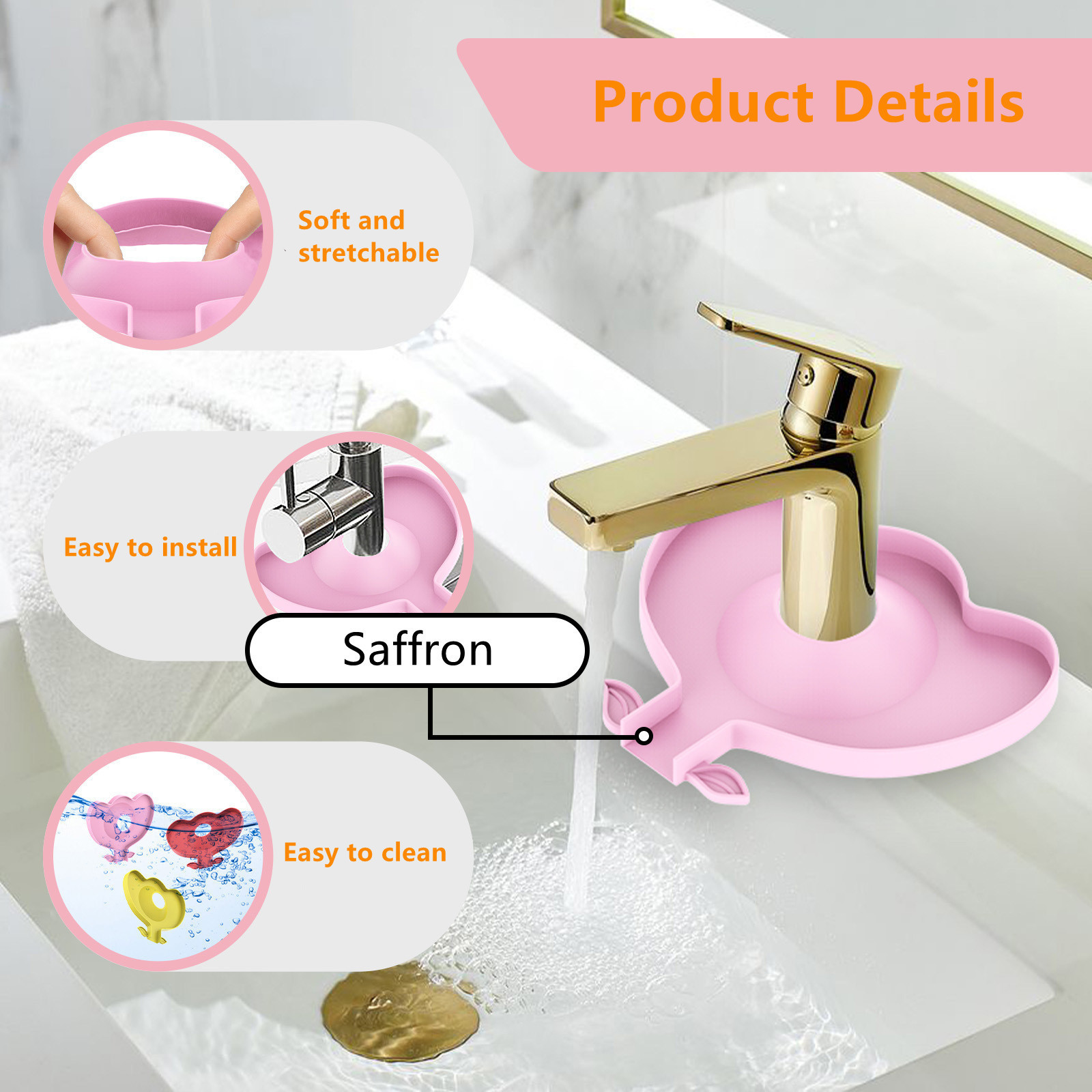 Saffron 2022 New Silicone Faucet Diversion Sink Splash Guard Drip Catcher bathroom kitchen spaut handle tray