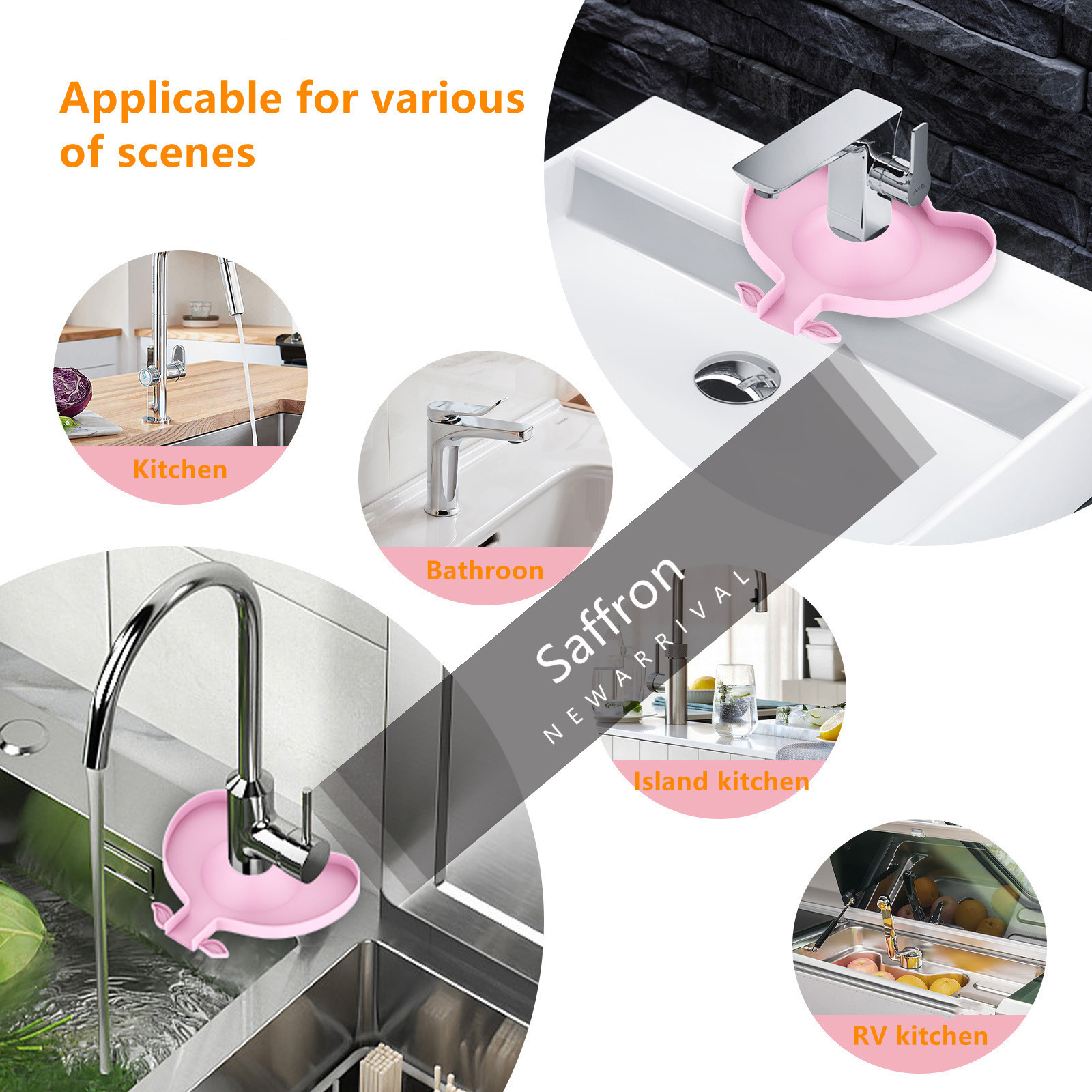 Saffron 2022 New Silicone Faucet Diversion Sink Splash Guard Drip Catcher bathroom kitchen spaut handle tray