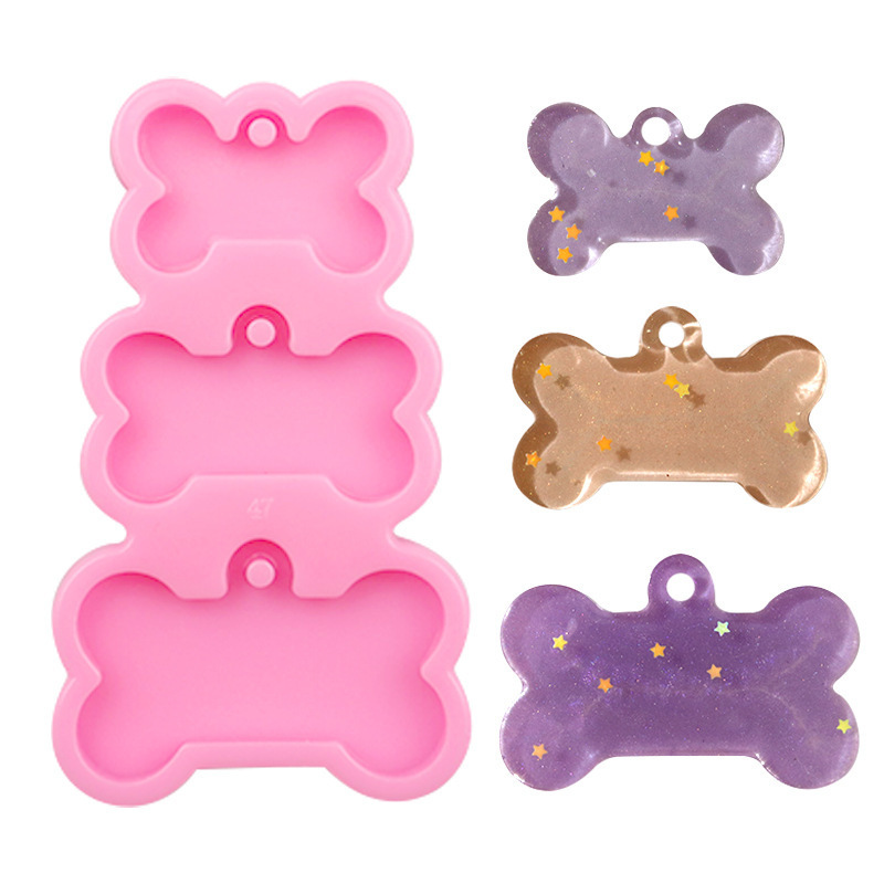 Saffron 3 sizes Dog Bone Pet silicone molds epoxy resin crystal clear mold factory price resin epoxy moule