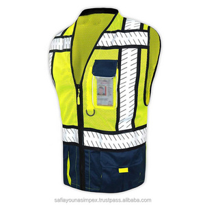 New Customized LOGO  Mesh Breathable Multi-pocket Safety Reflective Vest Blue Navy Mesh Heavy Duty Reflective Safety Vest