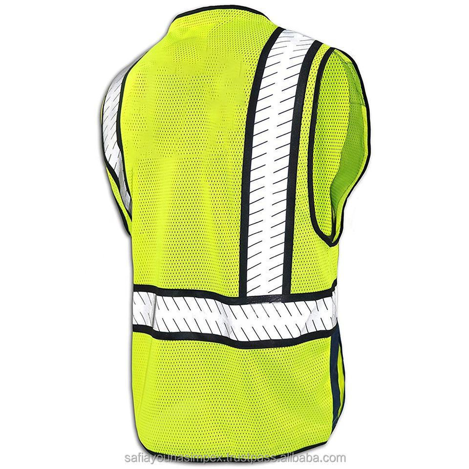 New Customized LOGO  Mesh Breathable Multi-pocket Safety Reflective Vest Blue Navy Mesh Heavy Duty Reflective Safety Vest