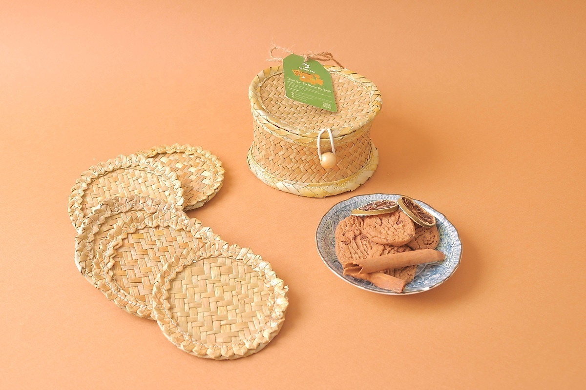 Grass Straw Coaster For Tea Cup Hot Drink / Sedge Grass Coasters Cup For Table Kit From Vietnam