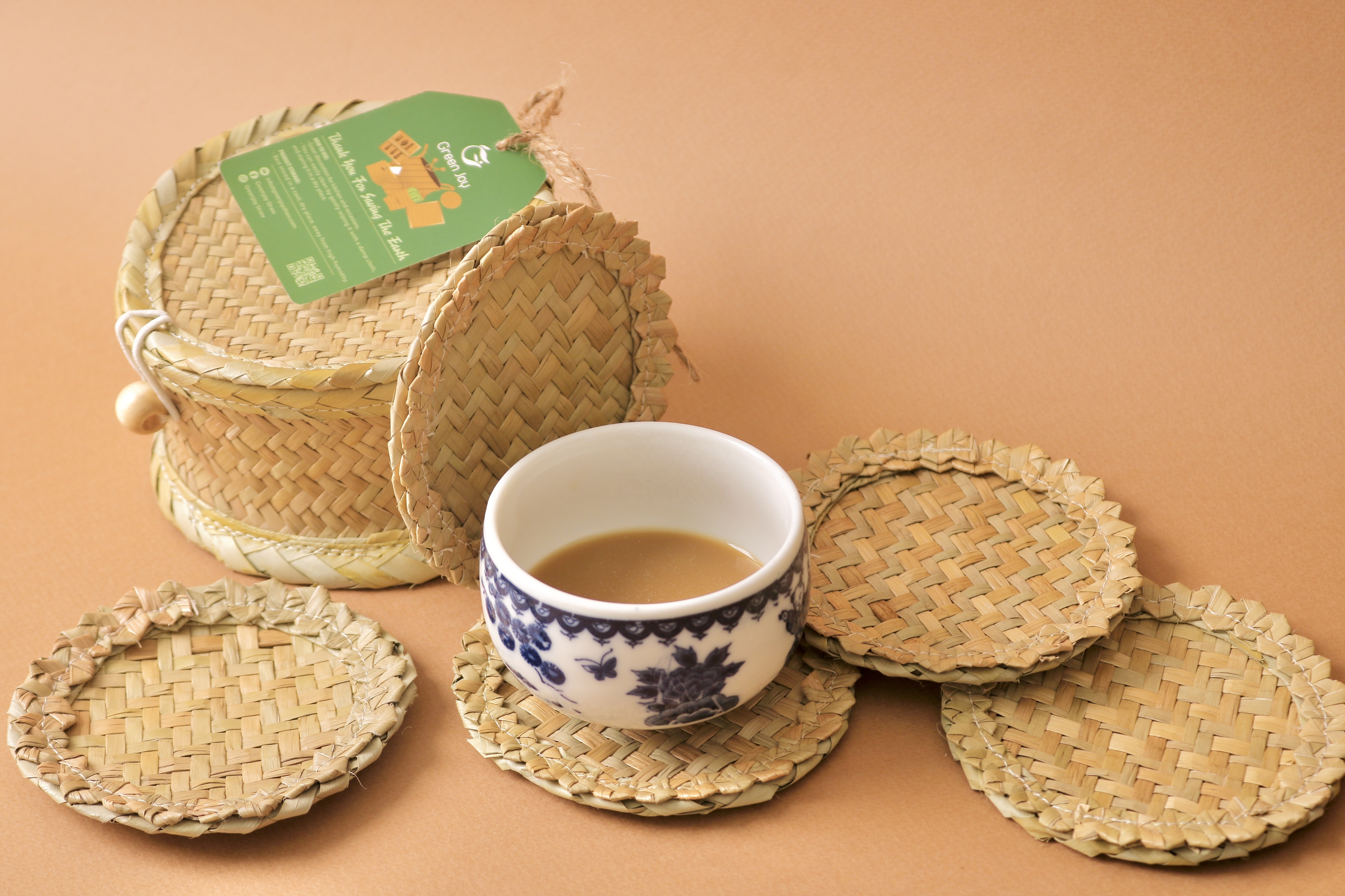 Biodegradable Grass Coasters Cup For Coffee and Tea / Grass Straw Coaster Cup Pad Mat OEM Custom Logo