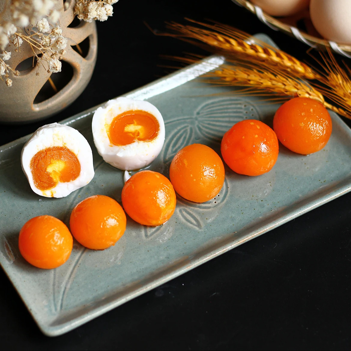 Salted duck egg yolks are used to make cakes/vacuum seal