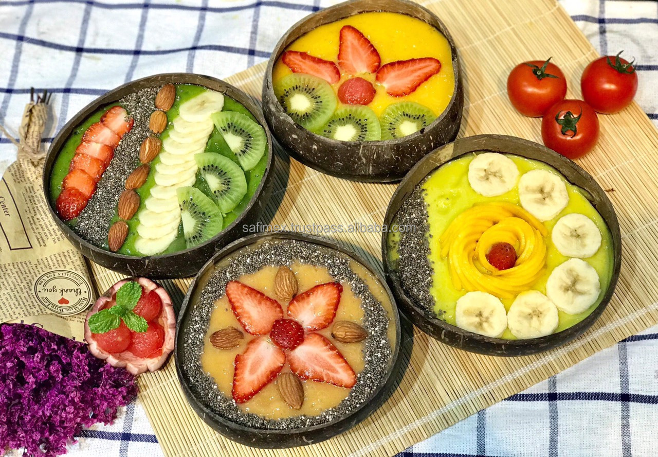 Real coconut shell bowl polished cheapest price with customized packaging from Vietnam/Coconut shell bowl for smoothie 2023