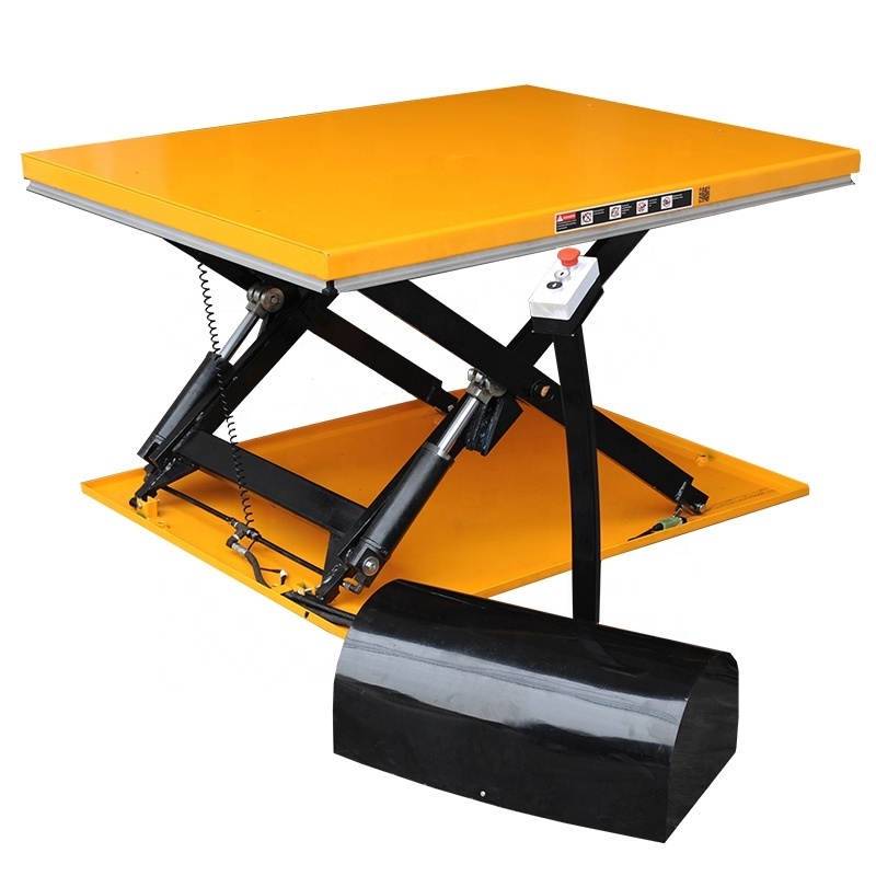 CE certification Super Low Profile Stationary Hydraulic Scissor Lift Table with ramp