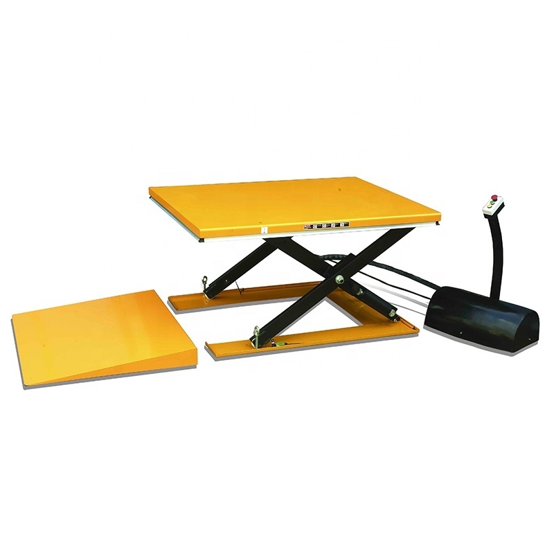 CE certification Super Low Profile Stationary Hydraulic Scissor Lift Table with ramp