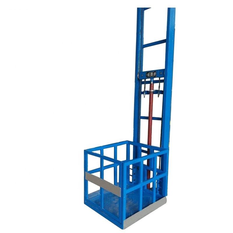 Small Steel Hydraulic Vertical Guide Rail Freight Elevator through Ceiling